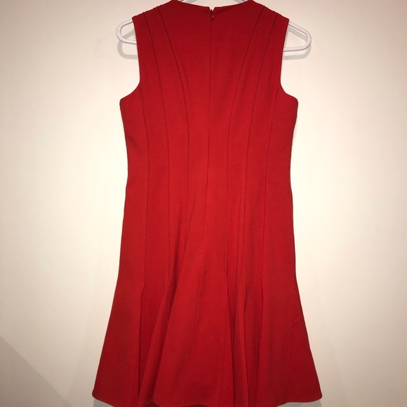 CALVIN KLEIN red fit and flare pleated dress sz 8P - Picture 6 of 8